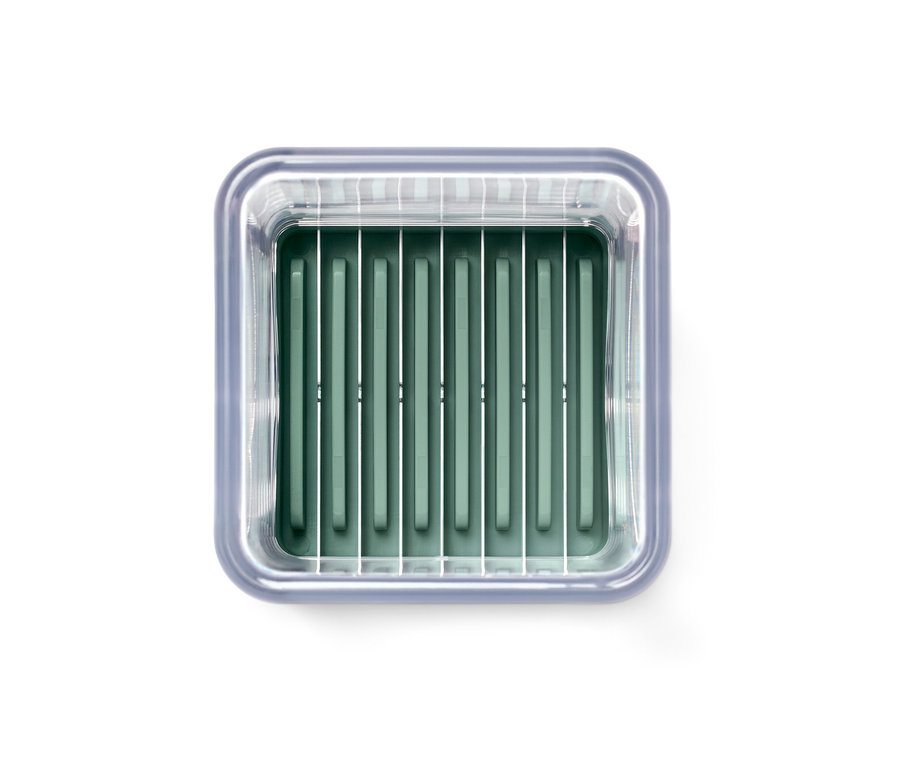 Draufsicht auf einen Obst-und-Gemüseschneider.