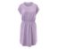 Fliederfarbenes Jersey-Kleid mit kurzen Ärmeln und elastischer Taille.