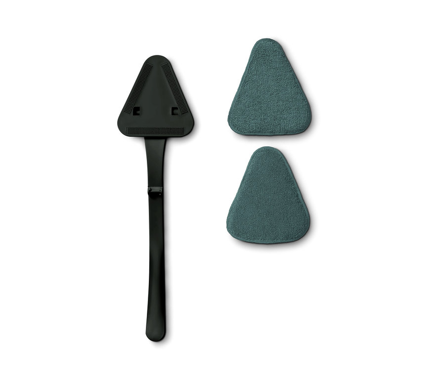 Auto-Windschutzscheiben-Reiniger mit zwei dreieckigen Tüchern.