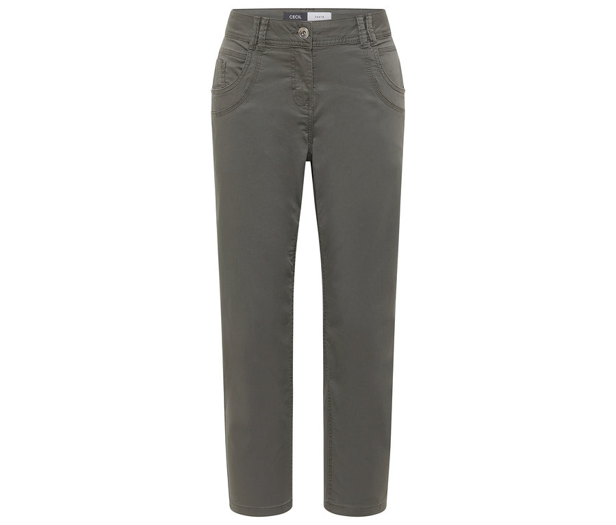 Die graue CECIL Hose »Scarlett« ist vor einem weißen Hintergrund zu sehen.
