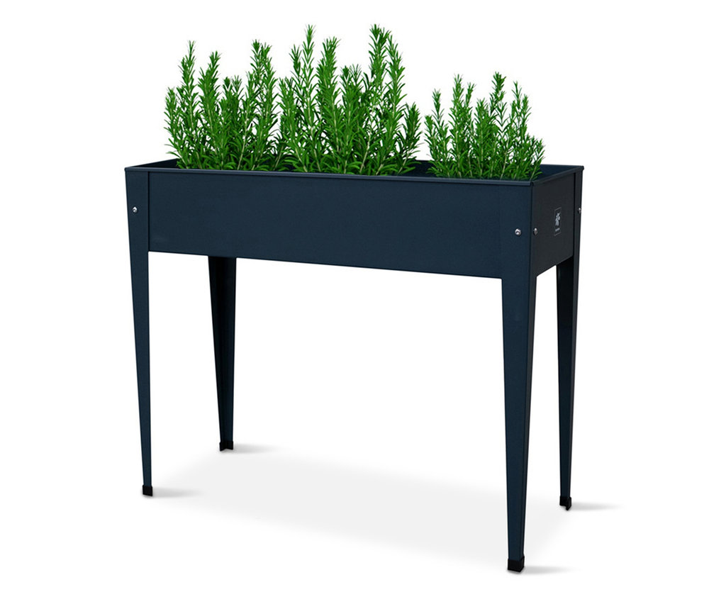 Herstera Garden Hochbeet »Urban«, ca. 100 x 40 x 80 cm, anthrazit mit Pflanzen.