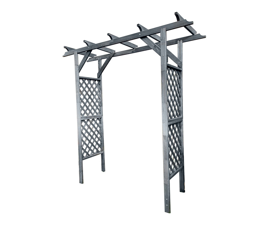 Graue Promadino Pergola »Bamberg« mit seitlichen Gitterpaneelen.