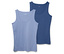 Zwei Damen Tanktops, eines hellblau und eines dunkelblau.