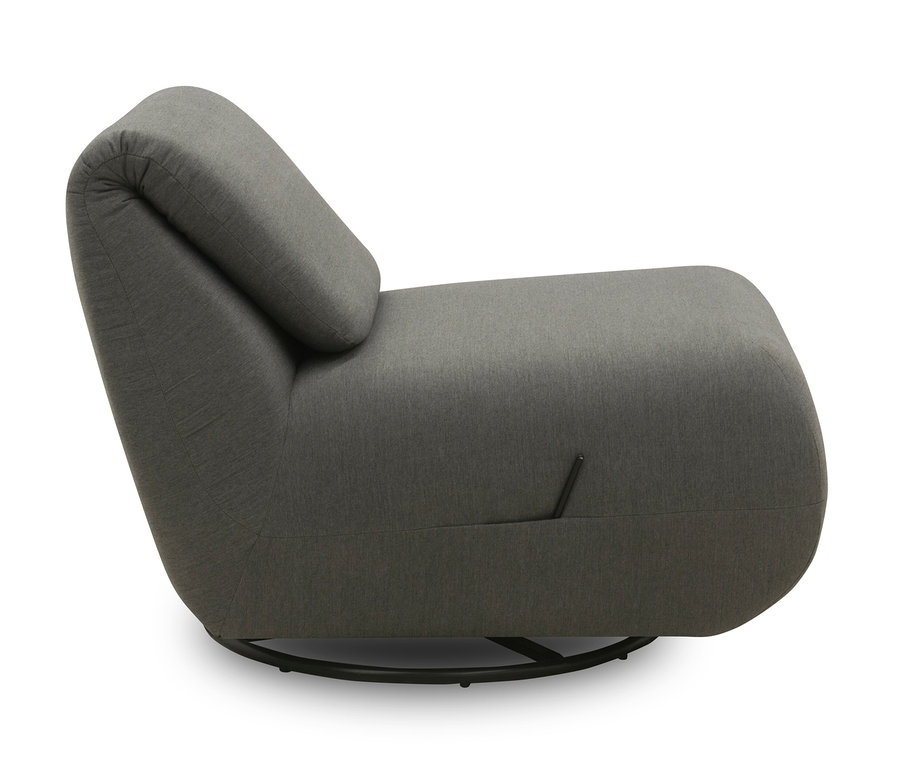Seitenansicht des Domo Collection Drehsessels mit Sunbrella®-Stoff, Flanelle.
