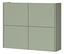 Ein quadratischer, hellgrüner Wandschrank mit vier Türen.