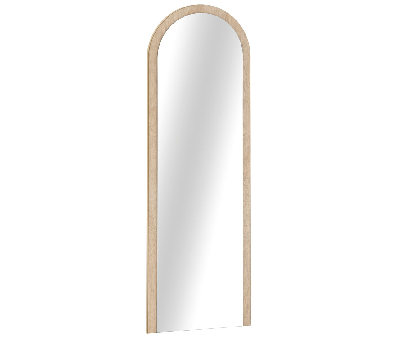 Freistehendes Spiegelelement »Flora« mit hellem Holzrahmen.