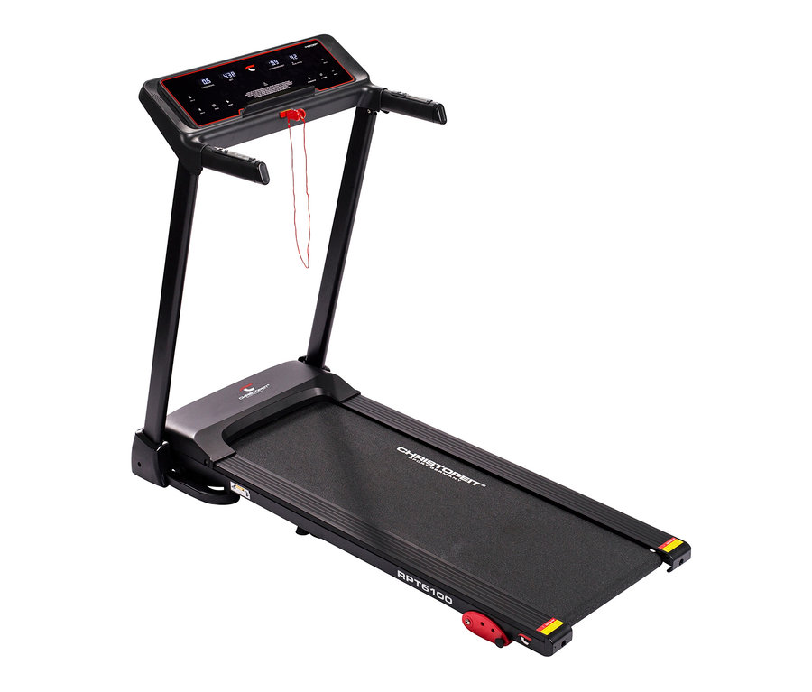 Nahaufnahme eines schwarzen Christopeit-Sport-Laufbands »RPT 6100«.