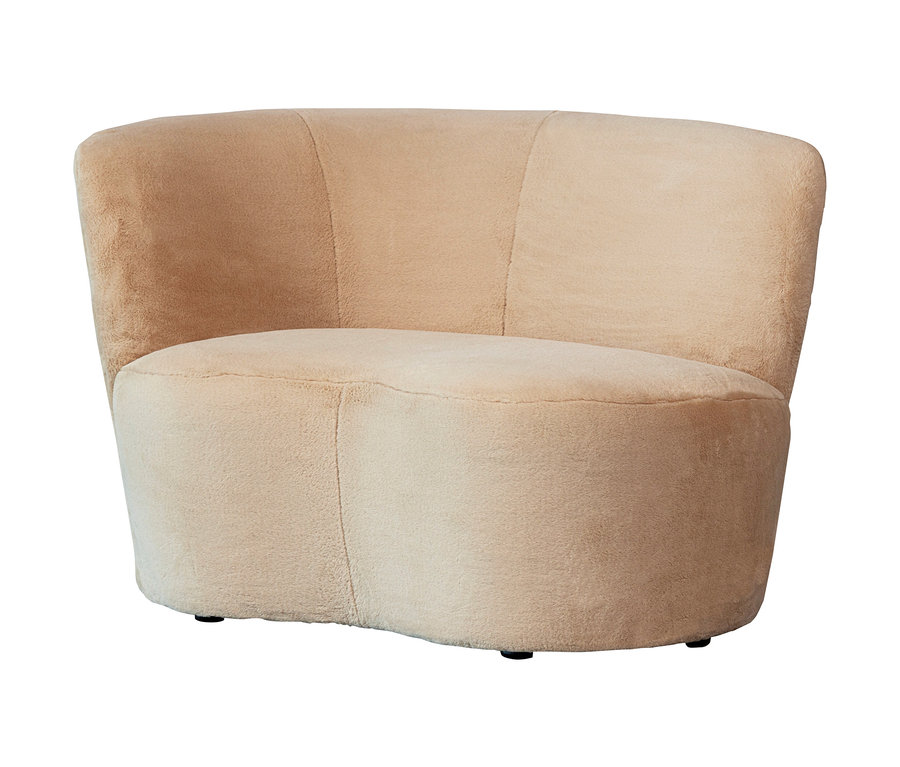 Beiges Woood Sofa, »Stone«, links.