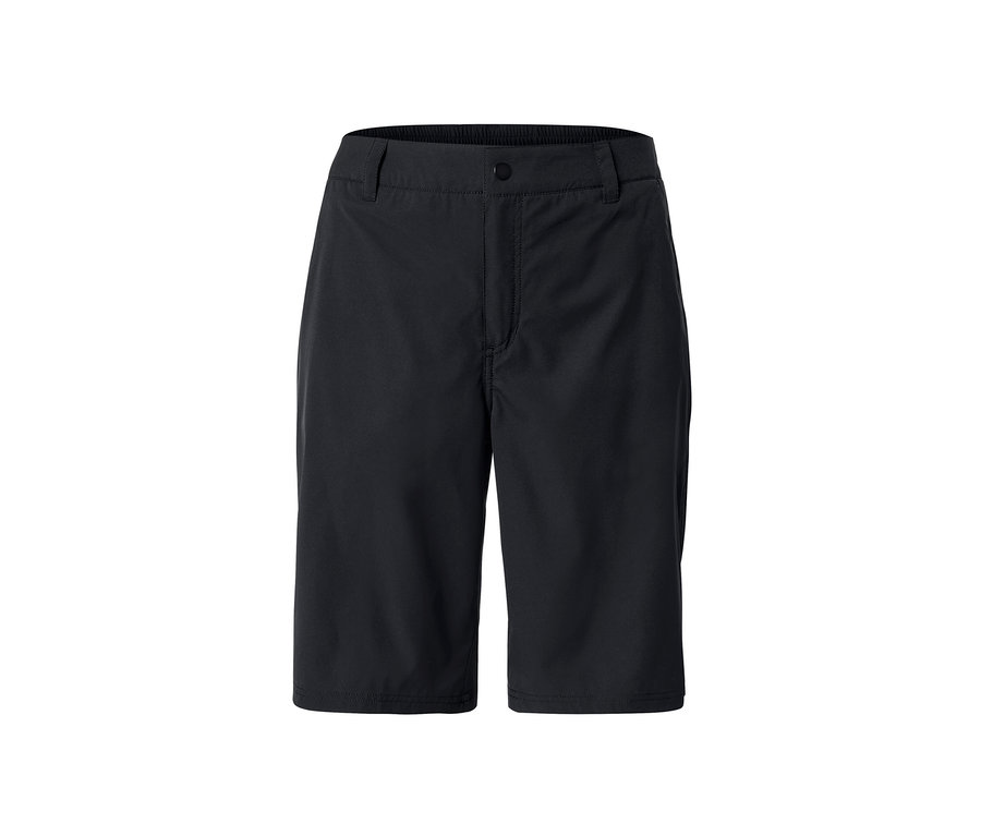 Schwarze Softshell-Funktionsshorts.