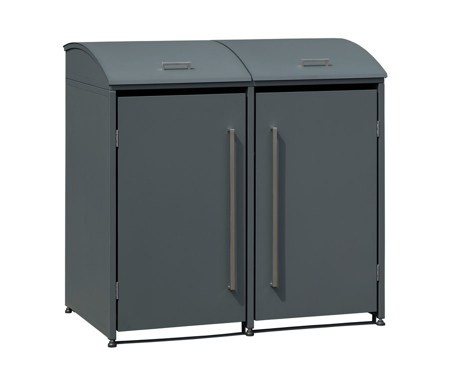 Eine graue Mülltonnenbox, 2er.