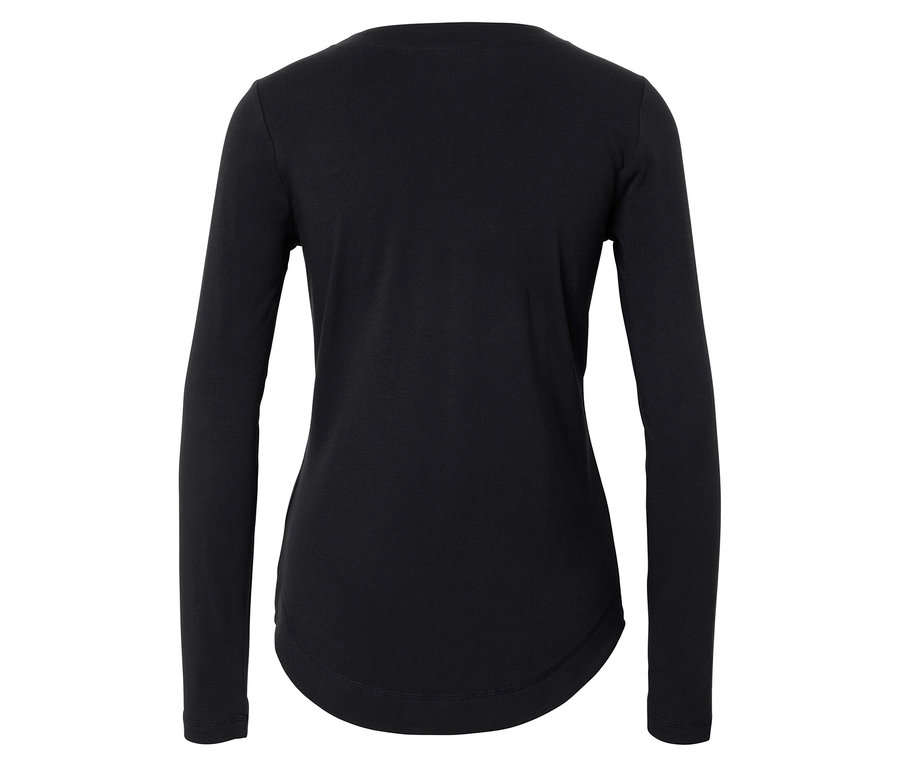 Rückansicht eines schwarzen Langarmshirts.