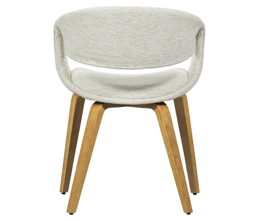 Nahaufnahme eines einzelnen naturfarbenen WOOOD »Yossi« Esszimmerstuhls (2er-Set) mit Holzfuß.