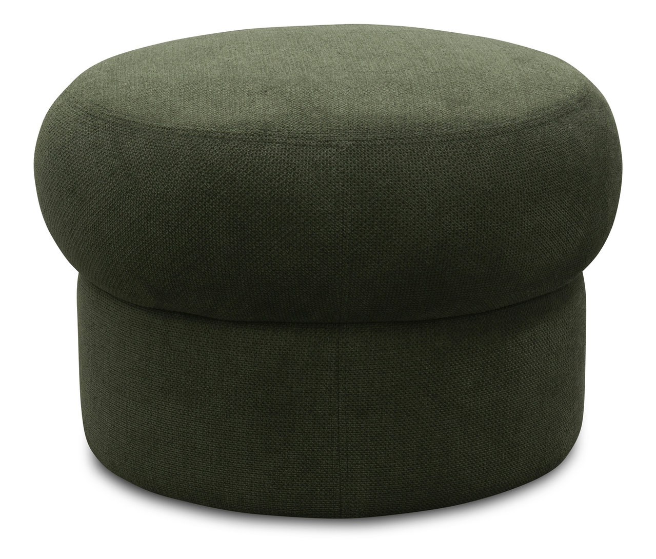 Nahaufnahme des Domo Pilzhockers »Marbella« in Dunkelgrün, freigestellt.