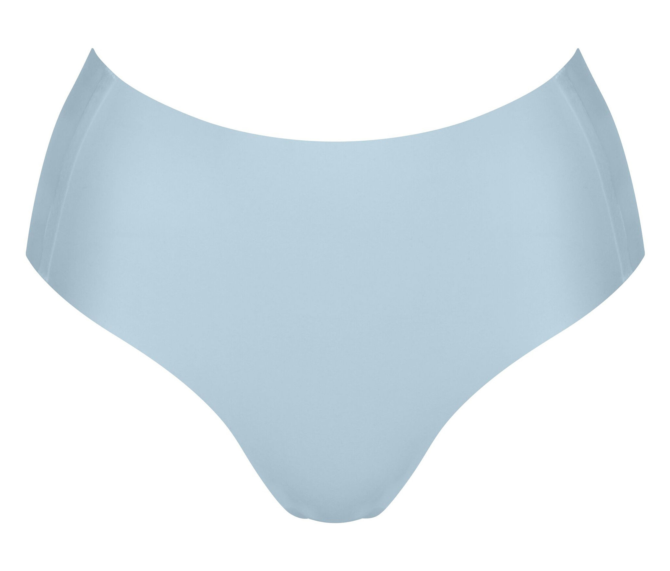 Hellblaue Damenunterwäsche auf weißem Hintergrund.