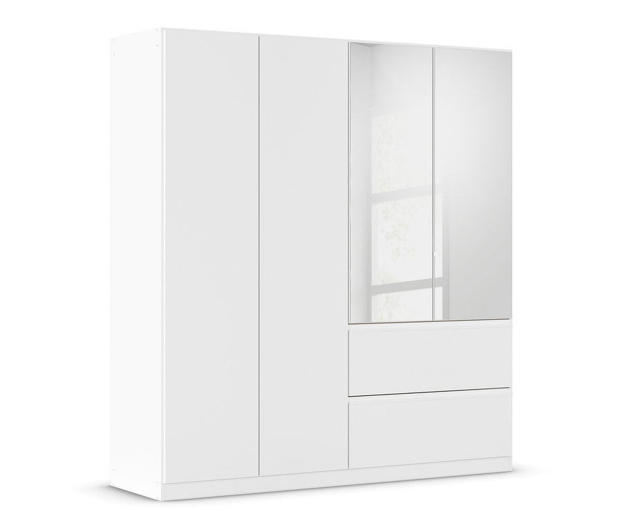 Weißer rauch Drehtürenschrank 4-türig mit Spiegel Joel.