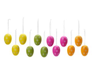 Je 3x pink, grün, gelb und orange<br>Aufhänger weiß