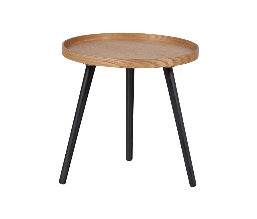 Detailaufnahme von Woood Beistelltisch »Mesa M« mit naturfarbener Holzplatte und schwarzen Beinen.