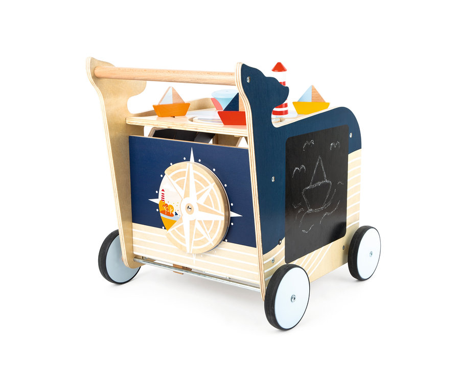 small foot Activity Lauflernwagen »Wal« aus Holz mit Wal-Motiv, Rädern und Maltafel.