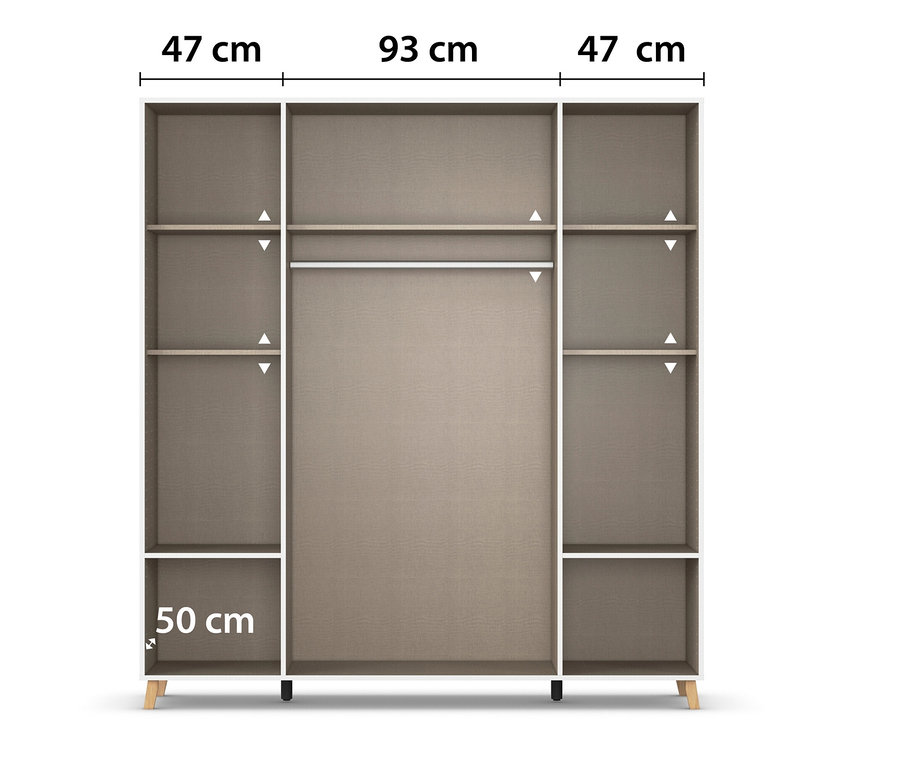 Ein Schrank mit vier Türen und vier Schubladen.