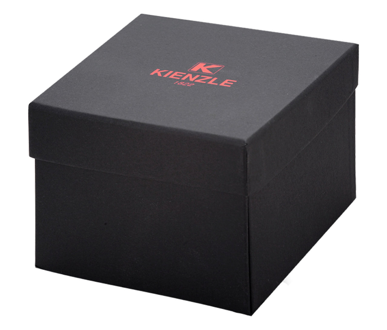 Schwarze Schachtel der Kienzle Uhr »Lady Elegance«, weiß, mit rotem Kienzle-Logo.