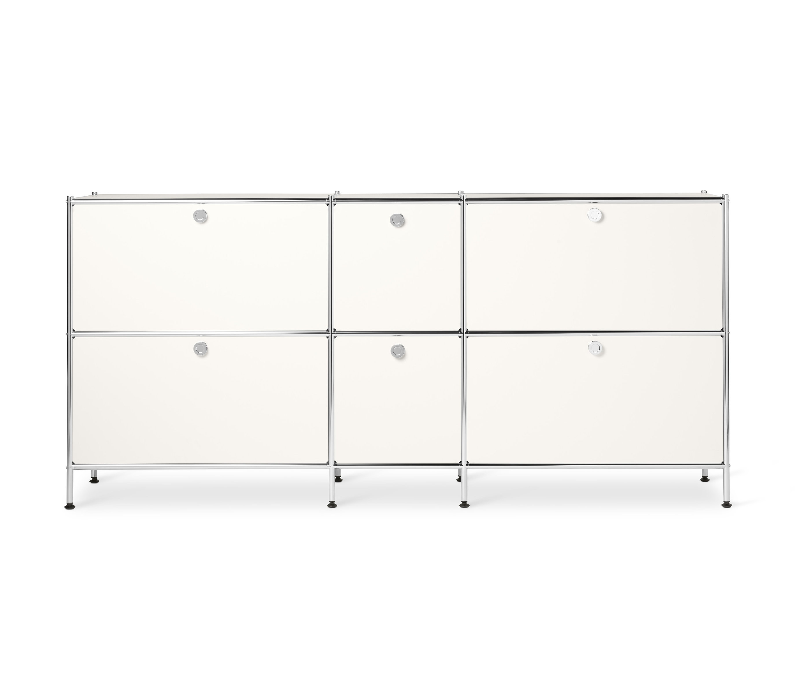 Weißes Sideboard Metall »CN3« groß mit 6 Klappenfächern.