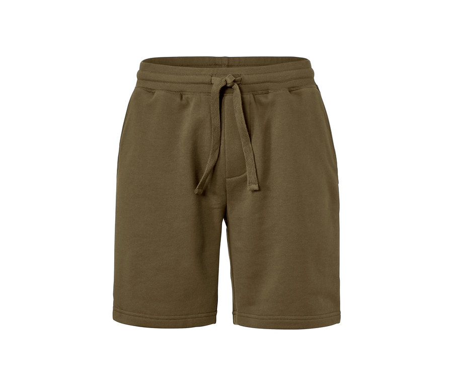 Olive Sweatshorts mit Kordelzug in der Taille.