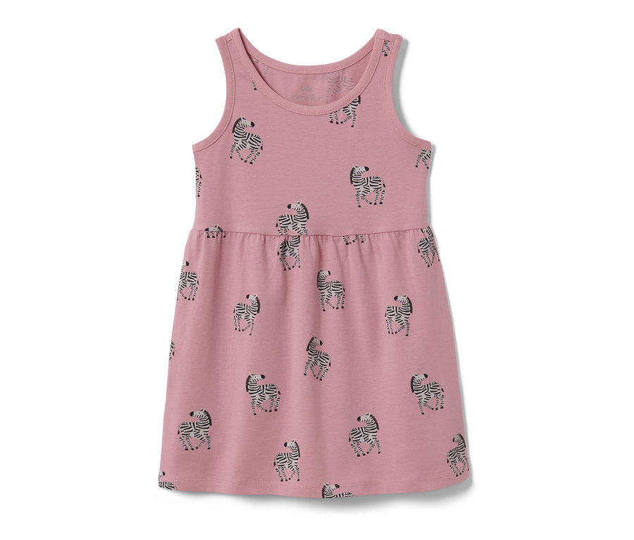 Rosa Kinder-Jerseykleid mit Zebra-Muster.