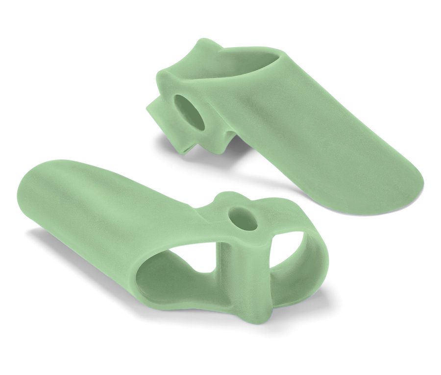 Zwei hellgrüne Zehenschützer.