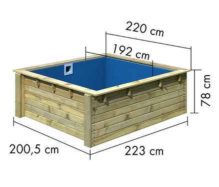 Abbildung eines Karibu Minipools (ohne Zubehör), ca. 220 x 220 cm.
