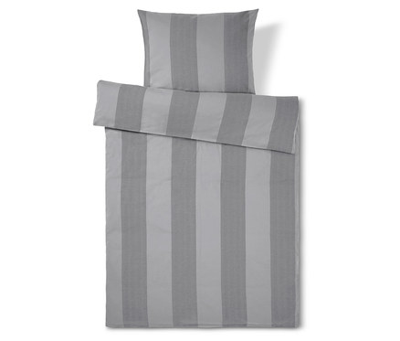 Edelflanell-Bettwäsche, grau gestreift, Normalgröße