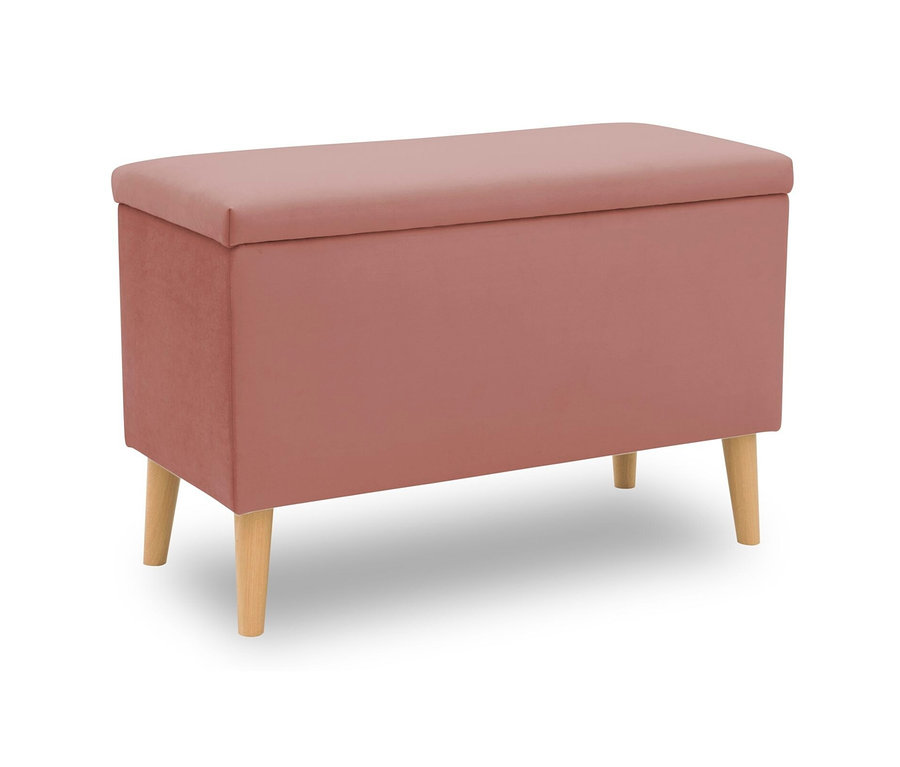 DOMO Hocker mit Staufach, altrosa auf weißem Hintergrund.