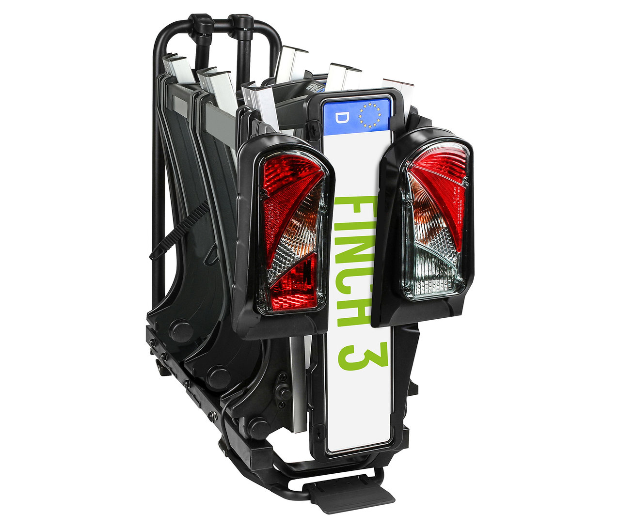 Schwarzer Fahrradträger »FINCH« für 3 Fahrräder.