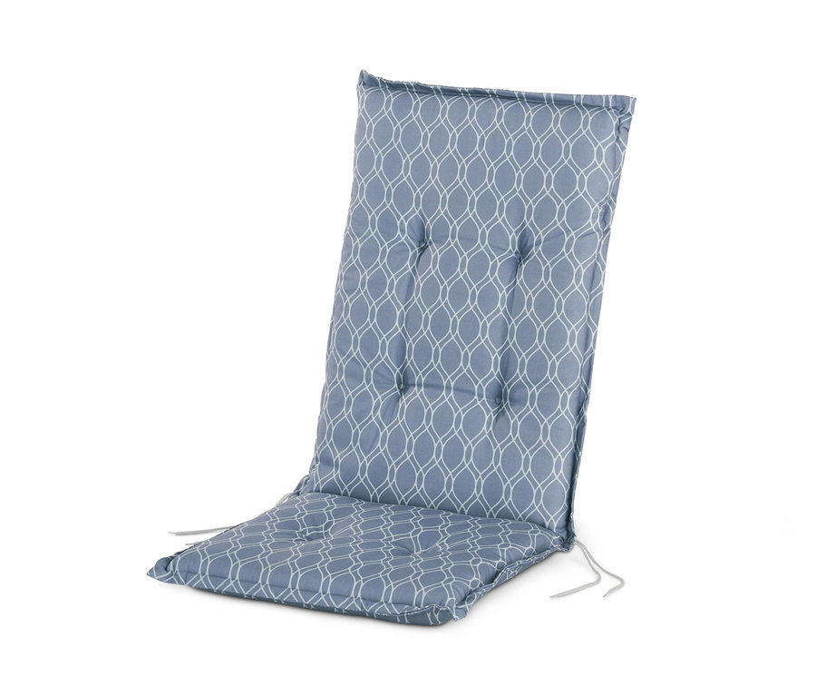 Eine Hochlehner-Auflage mit Alloverprint auf einem weißen Hintergrund.