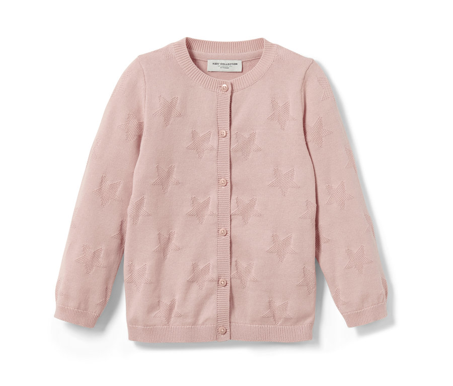 Rosa Kinder-Strickjacke mit Sternen.
