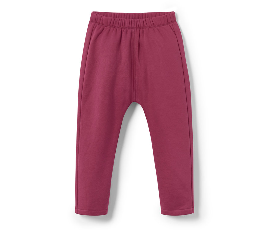 Violette Baby-Sweathose, Regenbogen, auf weißem Hintergrund.