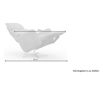 Abmessungen der cremefarbenen und grauen Liegesessel »Theo« XBO-1 und XBO-9.
