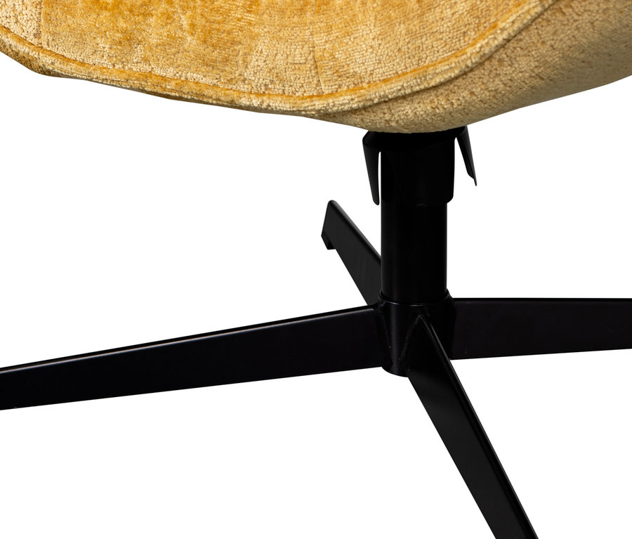 Detailansicht des Woood Drehsessels »Wibo« in Curry mit schwarzem Metallfuß.