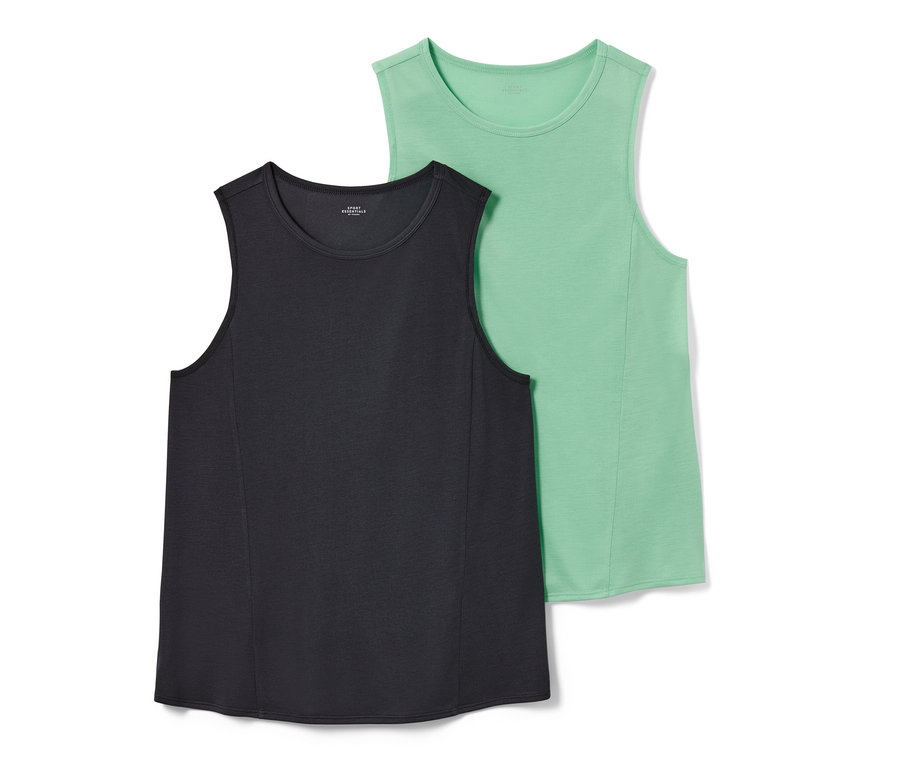 Zwei Sport-Tops, grün und anthrazit.