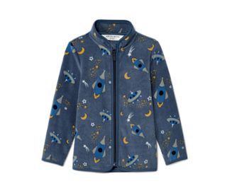 Dunkelblau mit mehrfarbigem Astronauten-Alloverprint