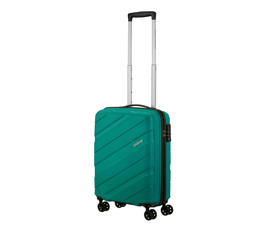 Ein kleiner, sportlicher, petrolfarbener American Tourister »Jetdriver 3.0« Koffer.