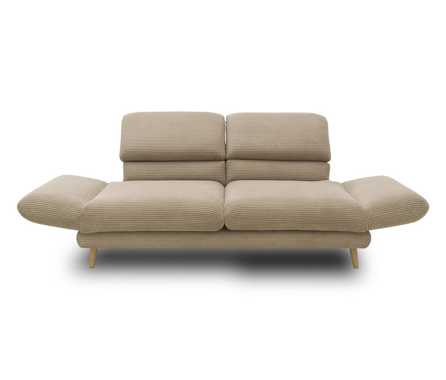 Beiges DOMO 2-Sitzer-Sofa »FuAR« mit drehbaren Armlehnen.