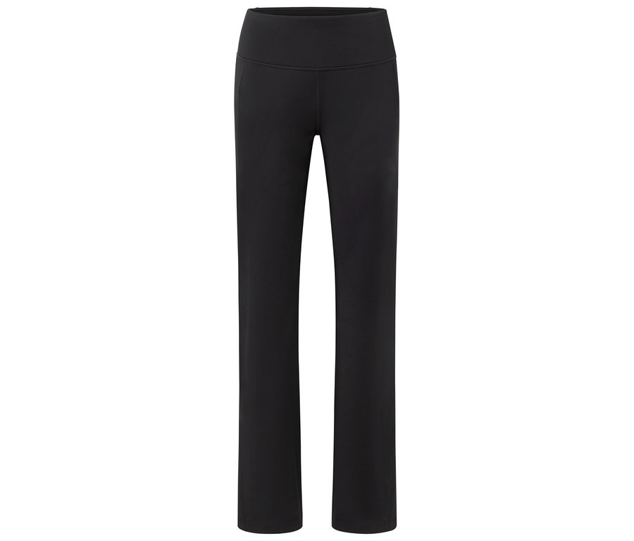 Schwarze Yoga-Hose mit hohem Bund.