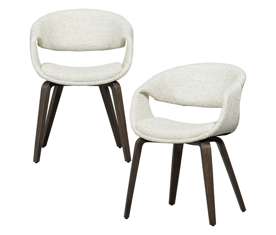 Zwei naturfarbene WOOOD Esszimmerstühle »Yossi« mit Holzfuß aus einem 2er-Set.