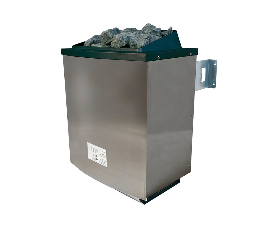 Foto der Karibu Sauna »Scarlett 3« im Set mit 9-kW-Ofen und finnischer Steuerung.