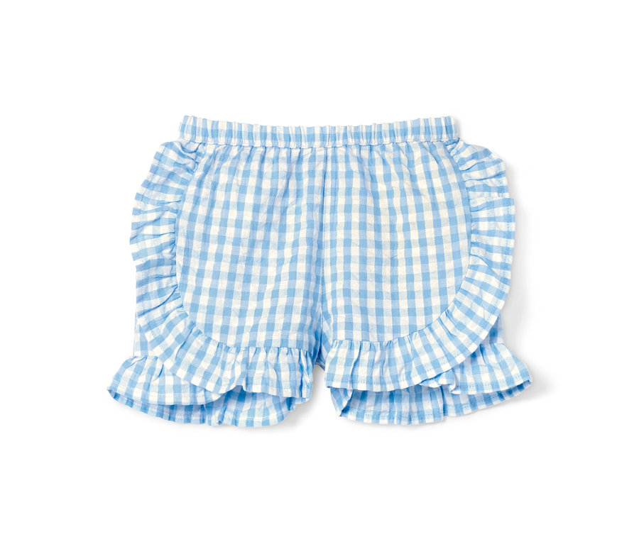 Vichy-Karo-Webshorts aus Bio-Baumwolle mit Rüschen.