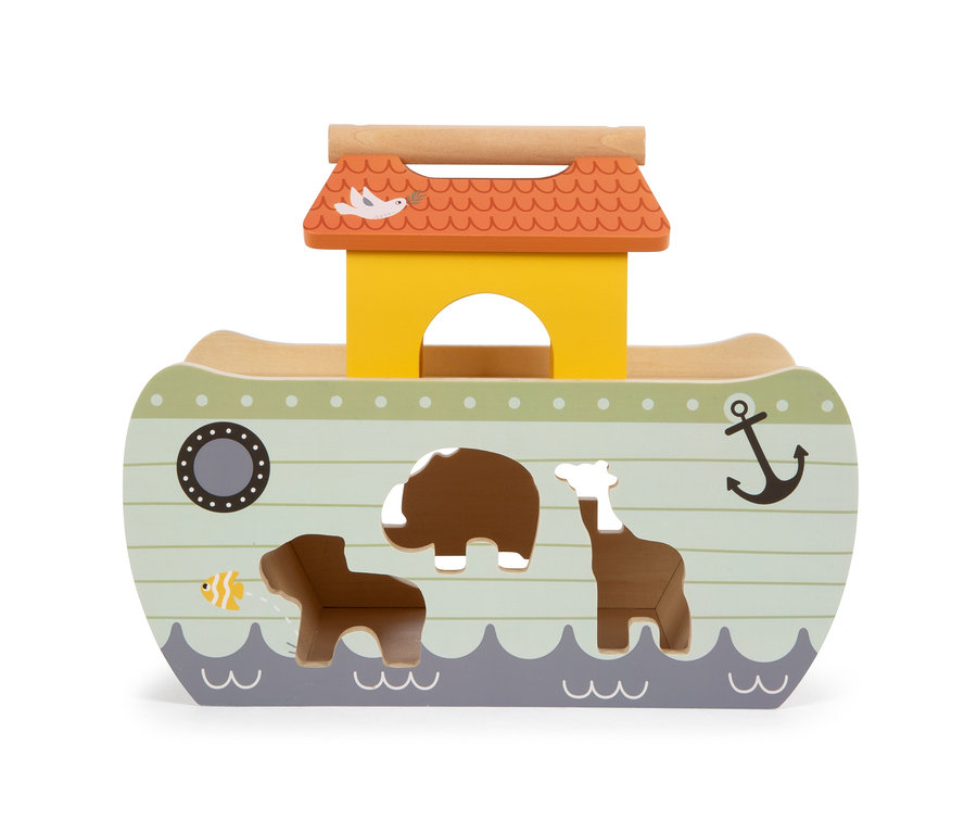 Ein Steckspiel »Arche Noah Safari« von Small foot aus Holz mit Tierformen zum Einstecken.