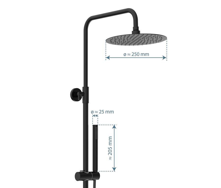 Schwarzes Duschsystem »AQUADUCT«.