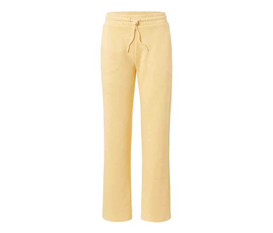 Gelbe Sweatpants mit Kordelzug in der Taille.