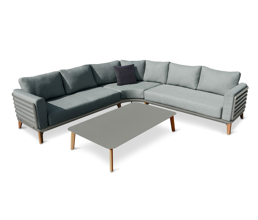 Leco Lounge-Ecke inkl. Tisch »Moss« in Salbeigrün steht auf weißem Grund.