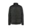 Eine schwarze Steppjacke mit Reißverschluss.